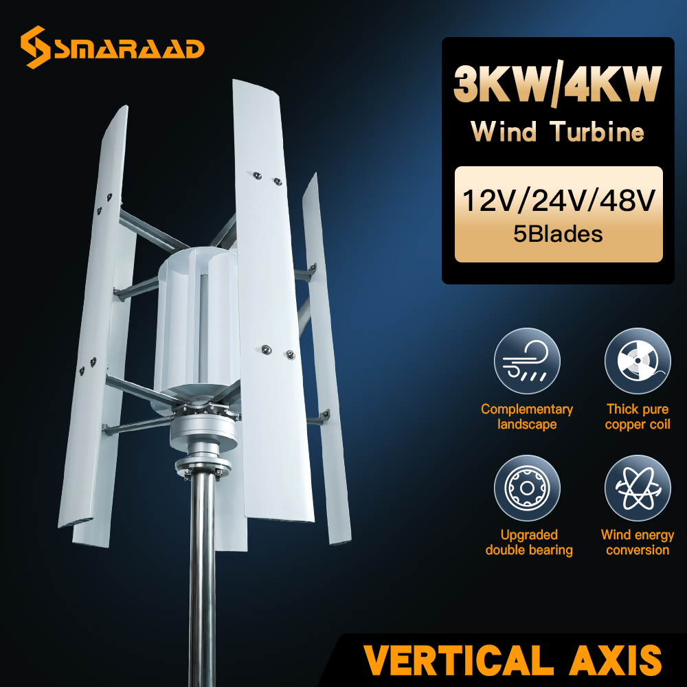 Vertical Axis Wind Turbine 3000W - SMARAAD 3KW/4KW Vertical Axis Magnetic Levitation