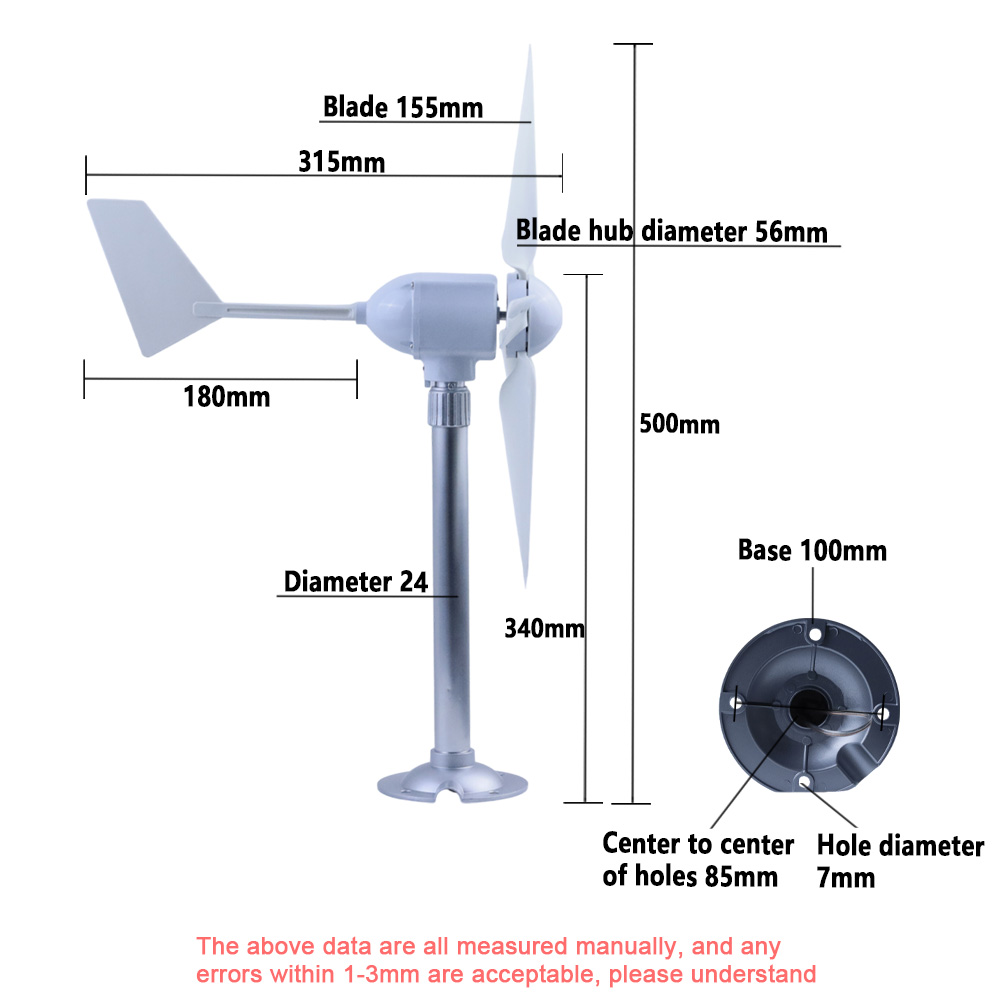 50W 5 Blades Micro Wind Turbin - Wind Generator Permanent Magnet 3 Phase 评论和价格