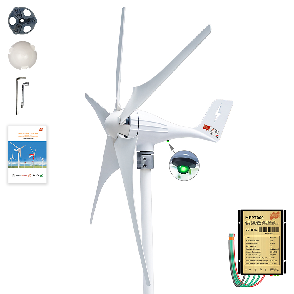 3 5Blades 600W 12V 24V Wind Tu - Wind Turbine Charge Controller Mppt 12V 24V 评论和价格