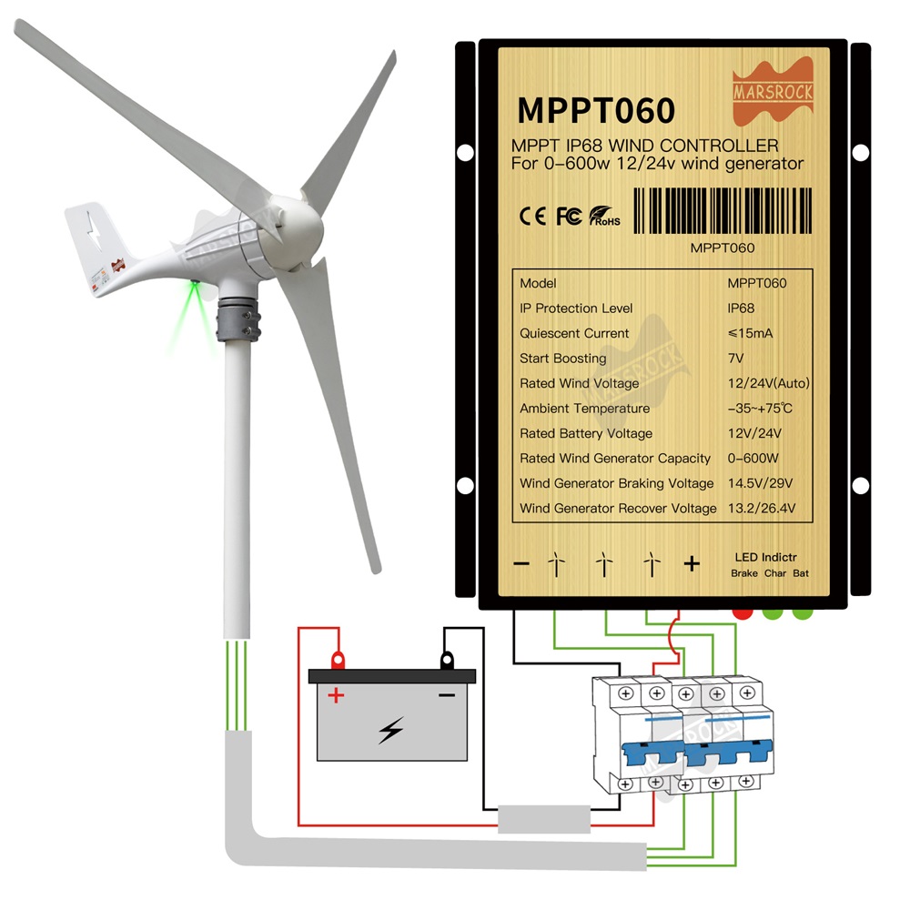 3 5Blades 600W 12V 24V Wind Tu - Wind Turbine Charge Controller Mppt 12V 24V 评论和价格