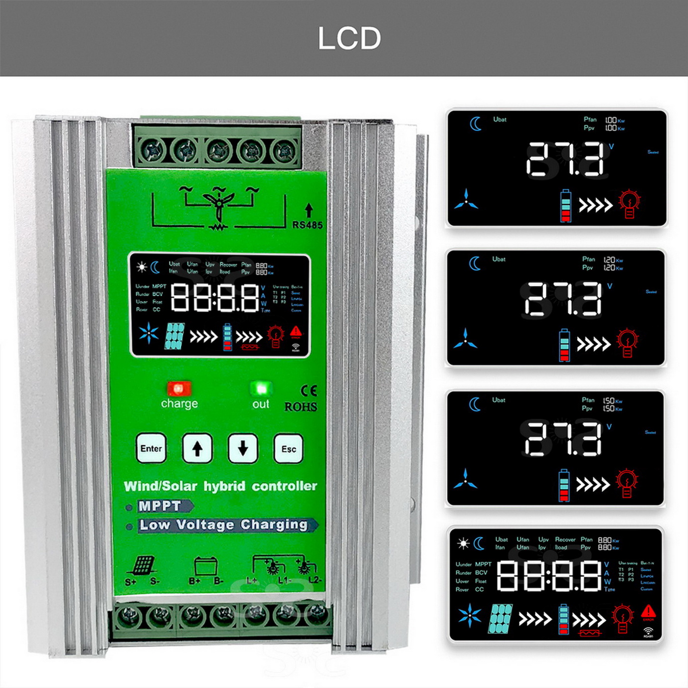 MARS ENERGY 12V 24V 48V wifi M - Wind Solar Hybrid Controller 48V 评论和价格